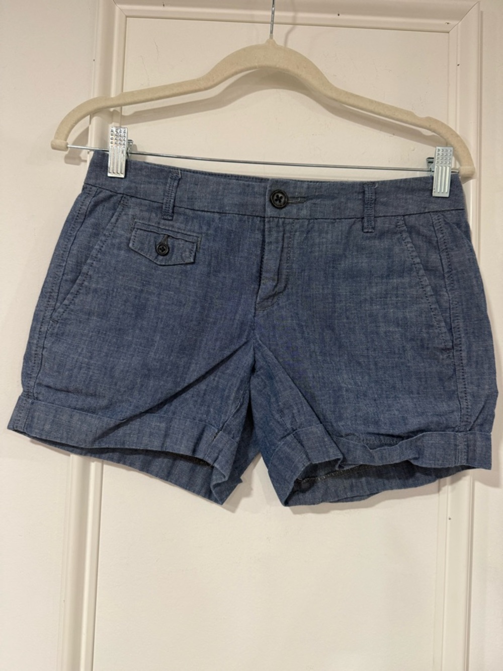 Banana Republic Chambray Cuffed Shorts - Denim Blue